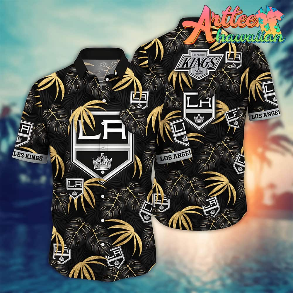 Nhl Los Angeles Kings Hawaiian Shirt Leaf Gift For Fans Football Lover