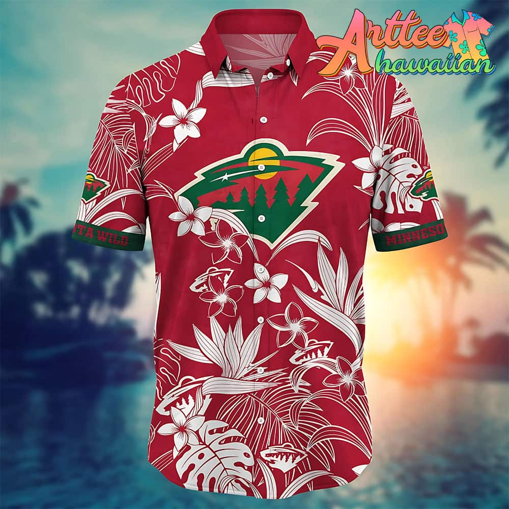 Nhl Minnesota Wild Hawaiian Shirt Tropical Flower Gift For Fans Football Lover