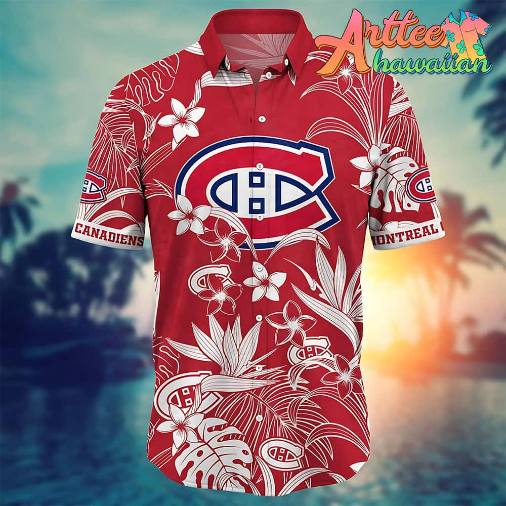 Nhl Montreal Canadiens Hawaiian Shirt Tropical Flower Gift For Fans Football Lover