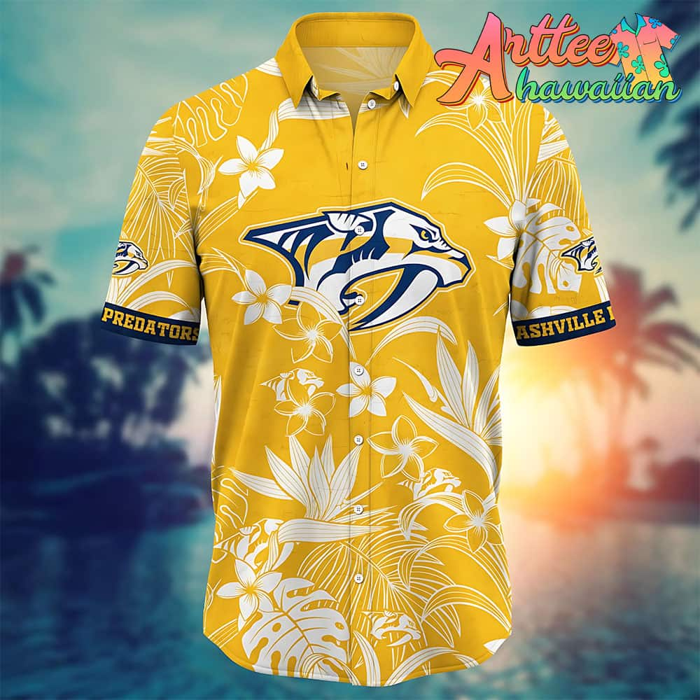 Nhl Nashville Predators Hawaiian Shirt Tropical Flower Gift For Fans Football Lover