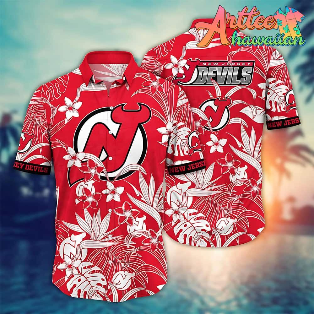 Nhl New Jersey Devils Hawaiian Shirt Leaf Gift For Fans Football Lover