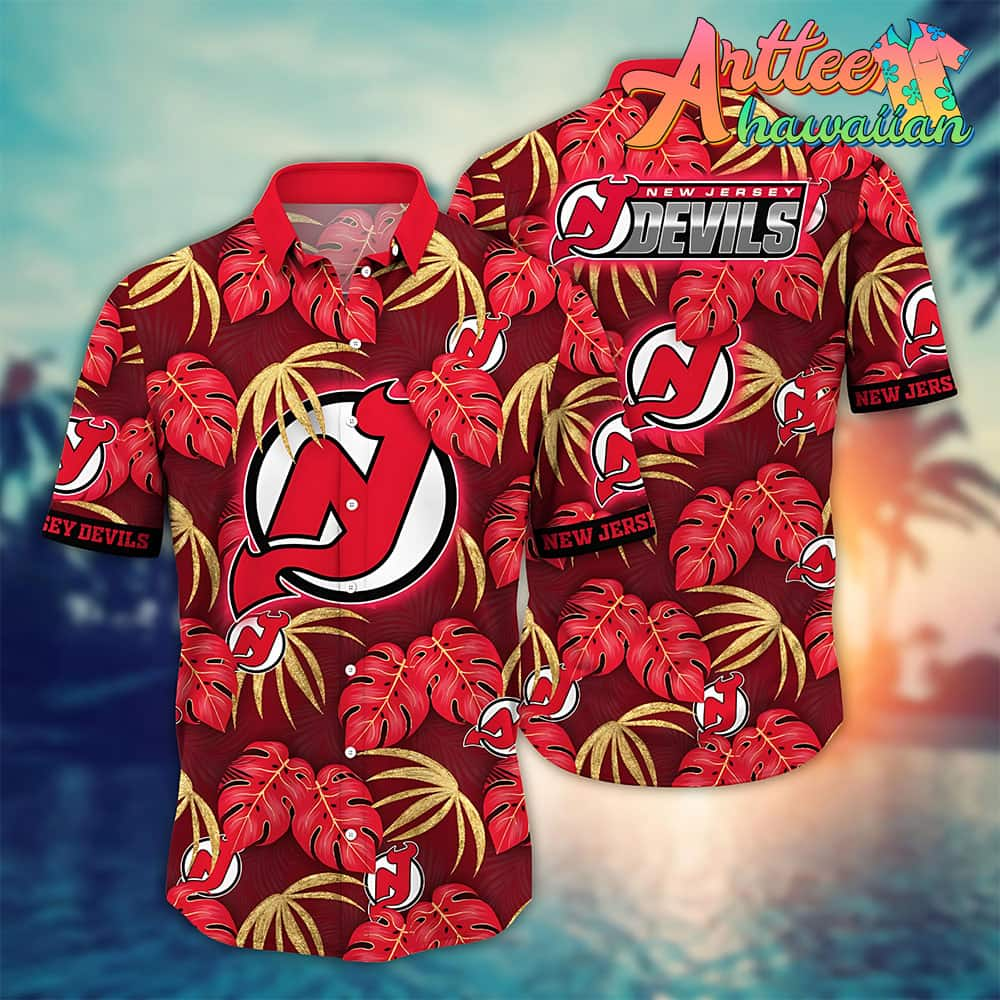 Nhl New Jersey Devils Hawaiian Shirt Tropical Flower Gift For Fans Football Lover