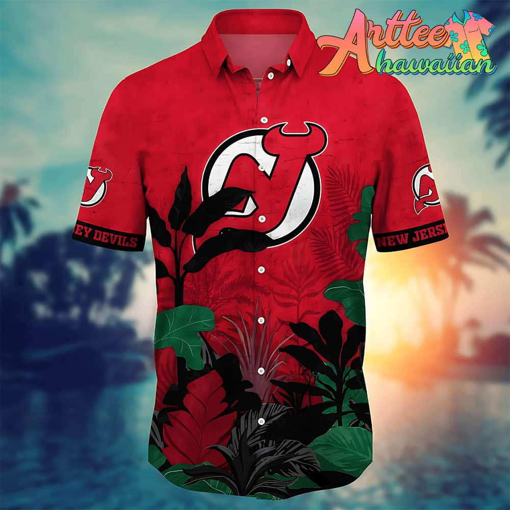 Nhl New Jersey Devils Hawaiian Shirt Tropical Tree Gift For Fans Football Lover