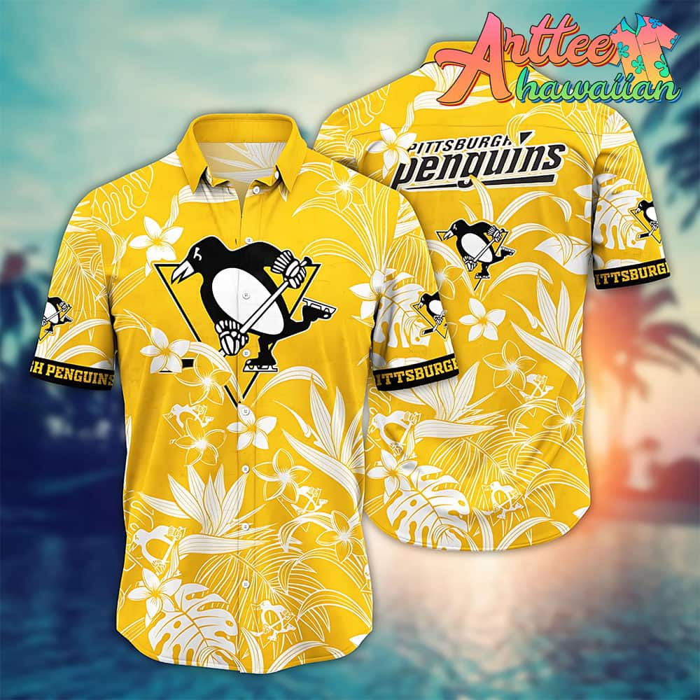 Nhl Pittsburgh Penguins Hawaiian Shirt Tropical Flower Gift For Fans Football Lover