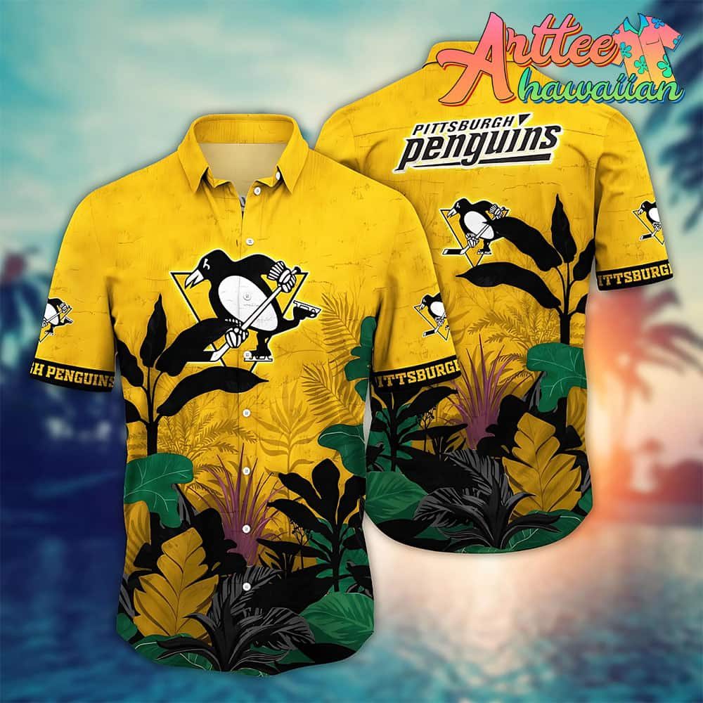 Nhl Pittsburgh Penguins Hawaiian Shirt Tropical Tree Gift For Fans Football Lover