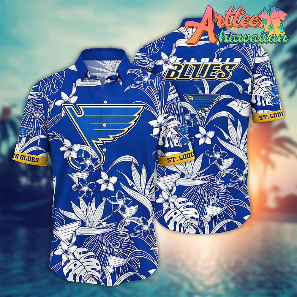 Nhl St Louis Blues Hawaiian Shirt Tropical Tree Gift For Fans Football Lover